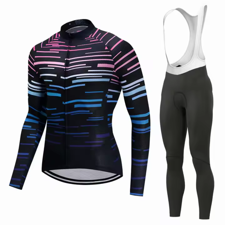 Conjunto de Ciclismo de manga larga, ropa deportiva transpirable de secado rápido, absorbe la humedad, primavera y otoño, novedad - 1