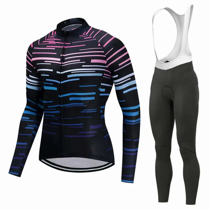 Conjunto de Ciclismo de manga larga, ropa deportiva transpirable de secado rápido, absorbe la humedad, primavera y otoño, novedad - 1