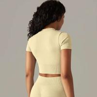 Hamidou-Camiseta deportiva con cremallera para mujer, Top elástico ajustado y transpirable, ropa deportiva para gimnasio, correr y Yoga - details 10