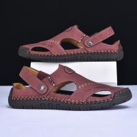 Sandalias De Verano Hechas a Mano Para Hombre Zapatos De Cuero Transpirables Antideslizantes Para Playa Y Exteriores Moda Casual Talla Verdadera - details 13