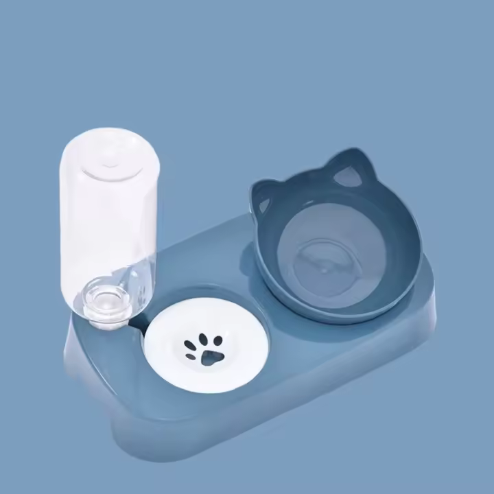 Cuencos dobles 3 en 1, contenedor de comida para perros y gatos, todo en uno, cuencos triples para gatos de gran capacidad, plato alimentador extraíble antivuelco para mascotas - 1