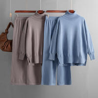 BGTEEVER-suéteres cálidos de manga larga para mujer, jersey de cuello alto y pantalones de pierna ancha de punto, trajes elegantes e informales, 2 piezas - details 20