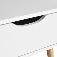 2 Piezas Mesitas de Noche Dormitorio Nórdico Mesitas de Noche Blancas con Patas de Madera Maciza Mesa Auxiliar con Cajón 48,5x41x57,5cm para Dormitorio Sala de Estar Salón - details 5