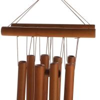 Campanas de viento de tubos de bambú hechas a mano, música sintonizada hueca, carillón de viento de bambú Natural con escalera - details 5