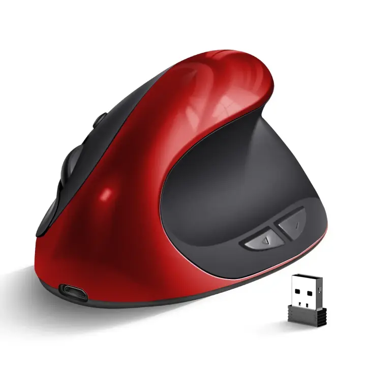 BTS-908-ratón vertical recargable inalámbrico, receptor ergonómico de 2,4G, USB 1600 DPI ajustable - 1