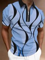 Polo para hombre, Polo con cuello, camisa de golf, estampado gráfico, geometría, apertura EAL, manga corta, ropa con cremallera, top de diseñador - details 6
