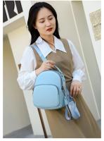 Mochila Mini OKKID Compacta Bolsa de Viaje en Cuero Azul y Amarillo Bolsa de Hombro para Mujeres - details 4
