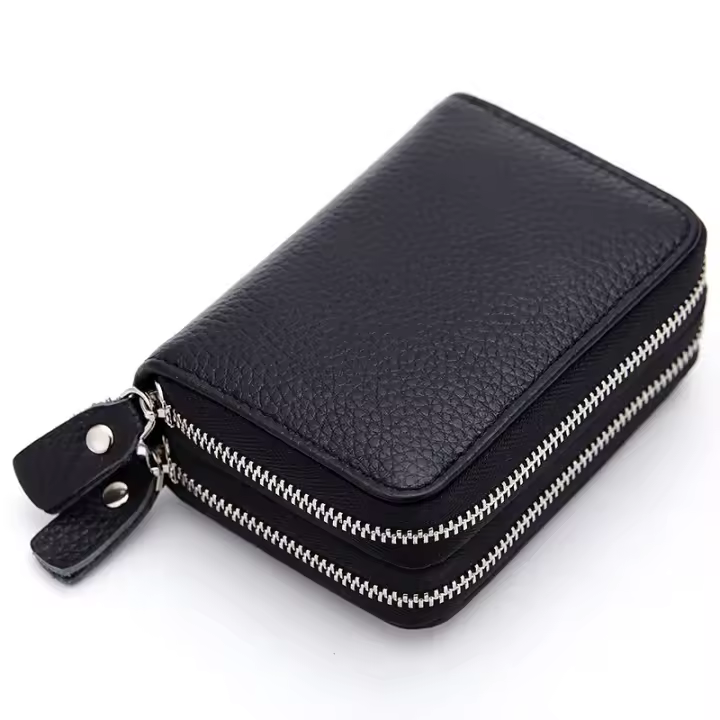 Mini Billetero Corto Unisex, Color Sólido, Ranura de Organza, Doble Bolsillo con Crema - 1