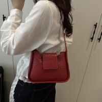 Bolso de hombro tejido de Color sólido a la moda, bolso de cuero Pu con hebilla, bolso pequeño de media luna, bolso de viaje para axila - details 6
