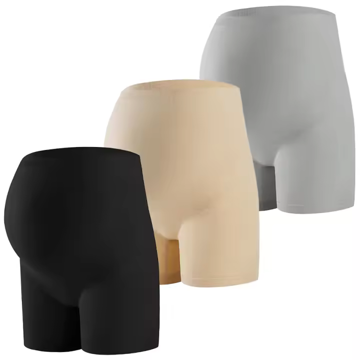Pack De 3 Shorts De Seguridad Para Mujer Embarazada Bragas De Apoyo Abdominal Cintura Alta Sin Costuras Anti Rozaduras Material Algodón Y Spandex - 1