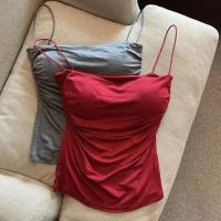Camisetas sin mangas para mujer con sujetador incorporado, camisetas sin mangas con tirantes finos para mujer, camisetas informales - details 1