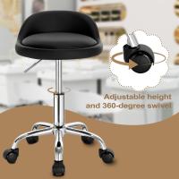 Silla de Oficina de Cuero Sintético Silla de Escritorio sin Brazos Taburete Giratorio para Sala de Masaje SPA Taburete de Tocador Blanco - details 12