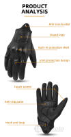 Guantes de Motocicleta de Cuero Vintage MJMOTO Protección de Carcasa Dura Cómodos y Transpirables - details 6