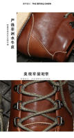 Cuero genuino versátil estilo británico medio ayuda primera capa cuero de vaca tendencia retro herramientas botas - details 2