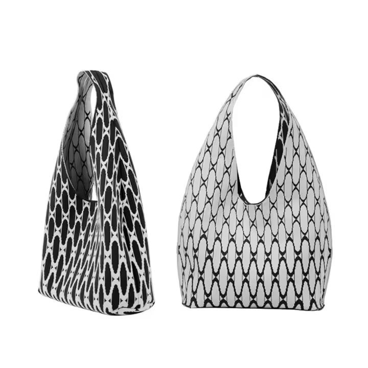 Air fly tejiendo obra de arte diseño original bolsa de mano lanzadera patrón 3D tejer de doble cara triángulo trasero bolsa minimalista casual bolso - 1