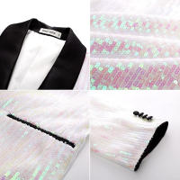 Blazer de lentejuelas brillantes para hombre, Chaqueta de traje de un botón - details 4