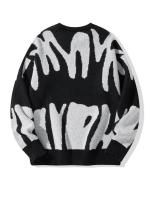 Nuevo Jersey Popular de otoño e invierno con patrón de Jacquard Irregular, suéter informal de punto con cuello redondo y contraste de Color para hombre - details 4