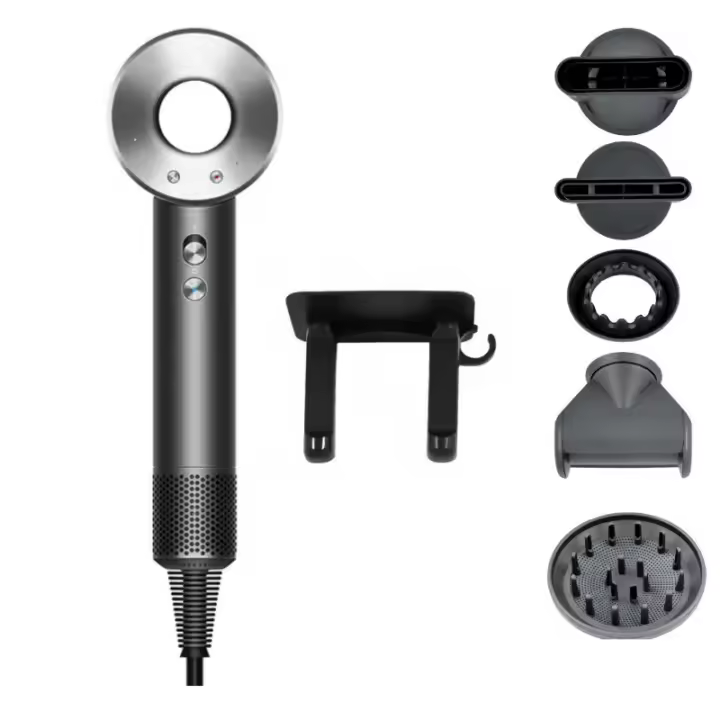 Secador de Pelo Profesional iónico Super Secador de Pelo, Diseño Innovador de Última generación Sin Aspas, Peso y Tamaño Reducidos, Con Seis Accesorios, incluye soporte de pared, Boquilla Alisadora, Flyaway, Difusor, Boquilla aire suave, Boquilla suave - 1