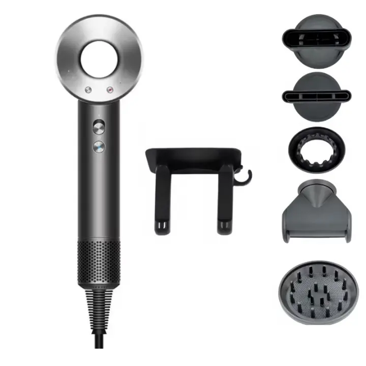 Secador de Pelo Profesional iónico Super Secador de Pelo, Diseño Innovador de Última generación Sin Aspas, Peso y Tamaño Reducidos, Con Seis Accesorios, incluye soporte de pared, Boquilla Alisadora, Flyaway, Difusor, Boquilla aire suave, Boquilla suave - 1