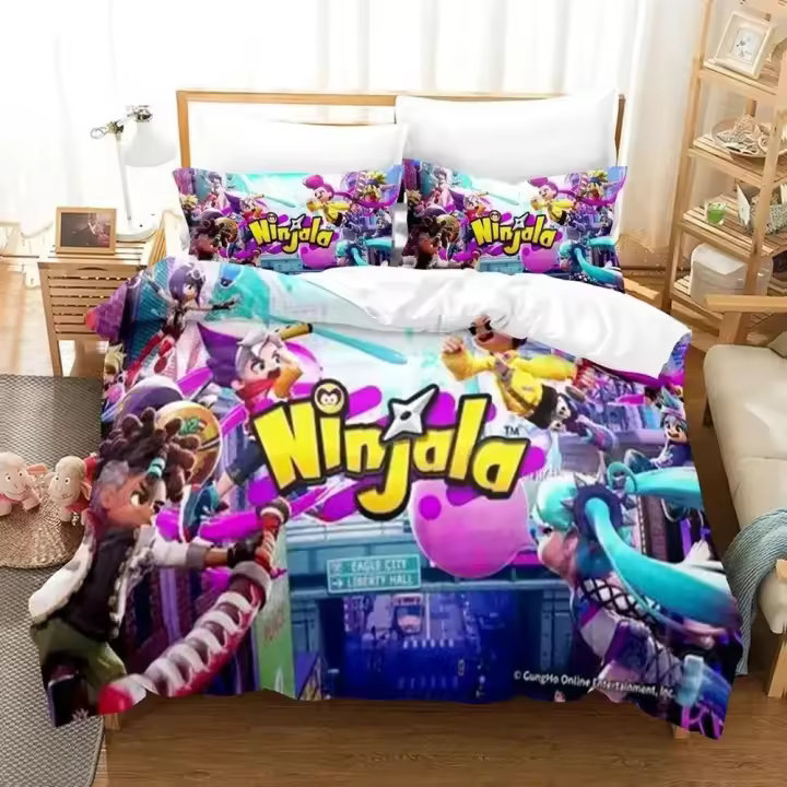 Juego de Ropa de Cama Ninjala Tamaño Cama Sencilla, Plano Completo, Rey - 1