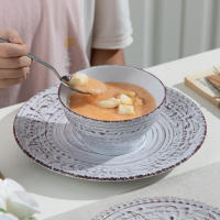 Vancasso-Juego de vajilla de gres con plato de cena, plato de postre, tazón, taza, servicio para 4 personas, VINE 16 - details 7