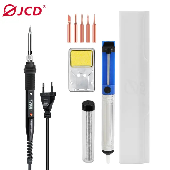 JCD Kit de Hierro de Soldadura Eléctrico Ajustable 80W, Calor de Cerámica, Pantalla LCD, Herramientas de Bricolaje para el Hogar - 1
