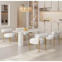 Silla de comedor tapizada, silla relax con estructura reforzada, 136 kg de capacidad, asiento y respaldo acolchados de bouclé para sala, dormitorio, cocina, blanco. - details 1