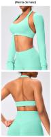 Sujetador deportivo de estilo europeo y americano con cuello halter, alta elasticidad, nylon mate, gran espalda abierta, top de yoga para mujeres - details 11