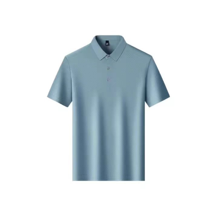 Polo de Hombre de Manga Media Sedosa de Hielo, Transpirable, Amigable con la Piel, Tendencia para Hombres Mayores - 1