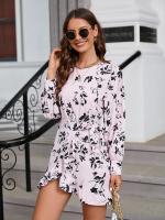 Vestido corto de manga larga para mujer, prenda elegante y bonita con cuello redondo, Estilo Vintage, a la moda, 2025 - details 16
