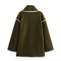 Chaqueta elegante suelta de media temporada para mujer, cuello con bufanda en zigzag, ropa de moda, otoño e invierno, 2024 - details 8