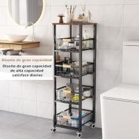 Carrito Cocina,Verdulero Cocina,Carro de 5 Niveles con de Cesta Ruedas bloqueables (Negro) - details 4