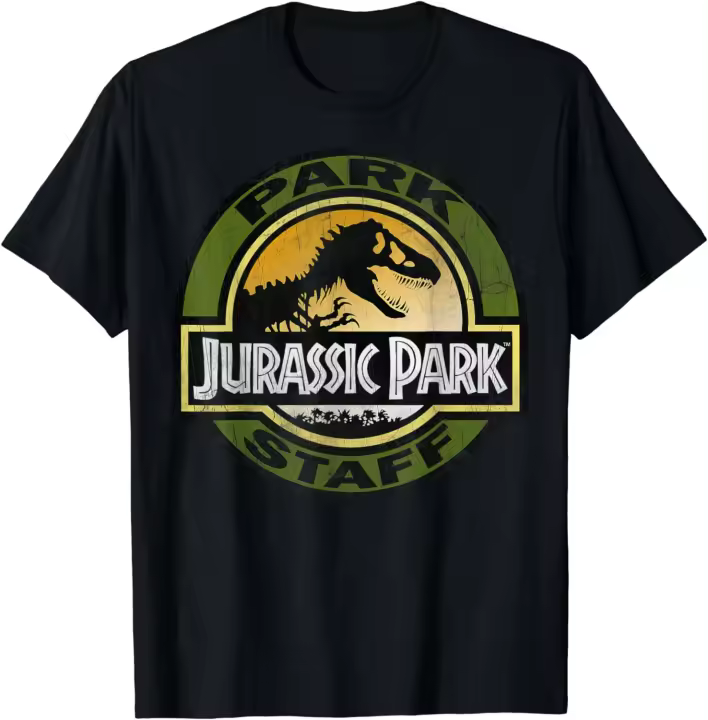 Camiseta estampada con logotipo desgastado Retro del personal del Parque Jurásico - 1
