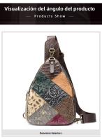 Bolso de pecho de cuero genuino de estilo étnico Niucunzh Bolso cruzado vintage para mujeres con capa superior de cuero de vaca y parches - details 7