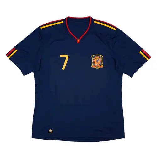 Camiseta de fútbol visitante de España 2010 Personalizada 6 A. INIESTA 9 TORRES 15 RAMOS Retro Camiseta - 1