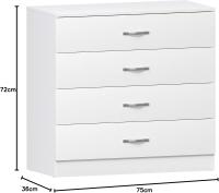 Blanca, 4 cajones, manijas metálicas, correras y Soporte Anti-formación para Muebles - details 2
