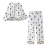 BUNO-pantalones de pierna ancha para mujer, pantalón largo recto y holgado con bordado de flores de anacardo, elegante, cintura alta, moda de verano, 2025 - details 2