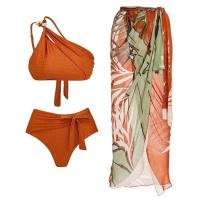 Vacaciones en la playa de verano, dividido con falda, conjunto de bikini estilo push up para mujer, traje de baño sexy de un hombro, traje de baño para mujer - details 2