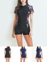 Traje de baño de una pieza estilo cremallera para mujer, bikini sexy con estampado de color competitivo, bikini de vacaciones - details 0