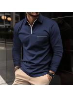 Camisa polo con bolsillo con cremallera, polo deportivo de manga larga para hombre - details 1