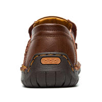 Zapatos De Cuero Hechos a Mano Para Hombre Mocasines Casuales Cómodos Zapatos Planos Para Exterior Caminar Talla Verdadera Para Adultos - details 24