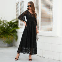 2025 Primavera Nuevo vestido largo de encaje grande para mujer, moderno y esencial para desplazarse - details 3