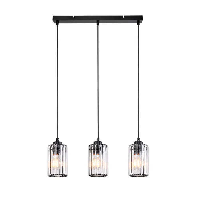 CBJKTX Lámpara colgante de mesa de comedor de cristal negro moderno 3 llamas E27 - 1