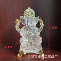 Baúl transparente, adorno de Dios de la riqueza, decoración del hogar artesanal de resina india Fotai, estatua de cabeza de elefante - details 9
