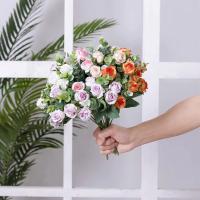 10 cabezas de flores artificiales de seda, rosas blancas, hojas de eucalipto, ramo de peonías, flores falsas para mesa de boda, jarrón para fiesta, decoración del hogar - details 6
