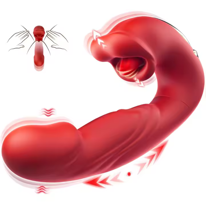 Vibrador de empuje para lamer la lengua 3 en 1, consolador vibrador para masaje de clítoris y punto G, tapón Anal, productos para adultos, Juguetes sexuales para parejas - 1