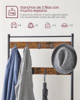Perchero con Estante para Zapatos, Mueble de Entrada con Banco, 3 en 1, Marco de Acero, para Entrada y Pasillo, 32 x 70 x 177 cm, Estilo Industrial, Marrón Castaño y Negro HSR041B41 - details 30