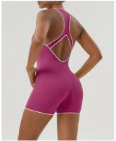 Mono de Yoga ajustado para levantamiento de cadera, diseño atlético de colores contrastantes, mono sin espalda para trabajo, ropa de Yoga de secado rápido con almohadillas para sujetador - details 10