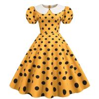 Elegante Vestido de Verano Manga Corta con Volantes Cuello Peter Pan Vintage A-e Midi Largo - details 27