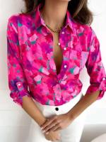 Blusa de manga larga con elegante estampado floral y temperamento Viero de moda Talla S-2XL para mujer - details 1